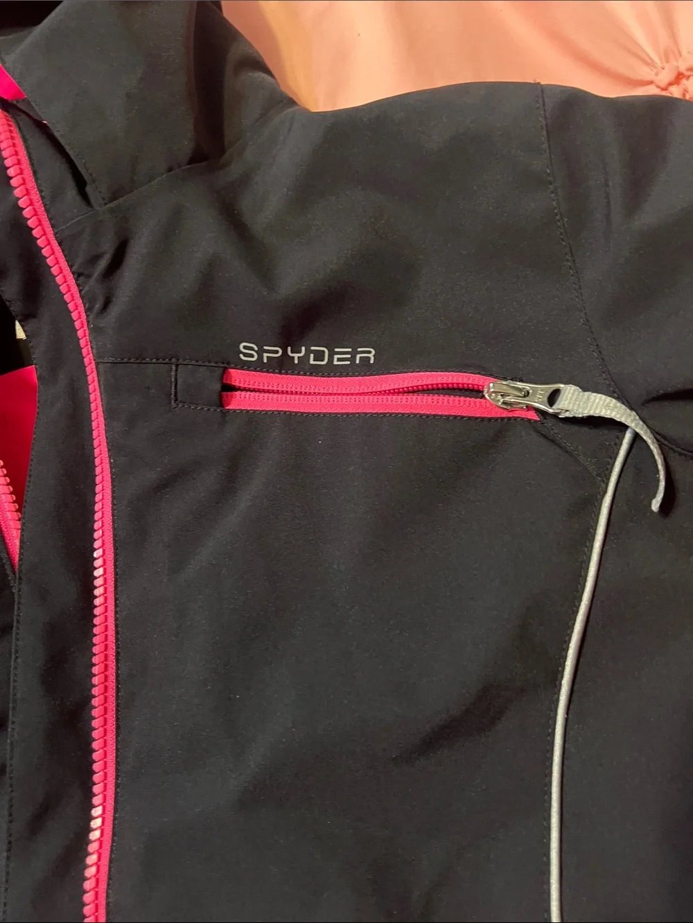 Spyder Hot Pink and Black Colorblock Ski Jacket
